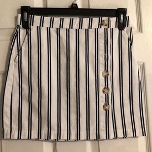 Forever 21 White with Navy Blue Stripe Skirt